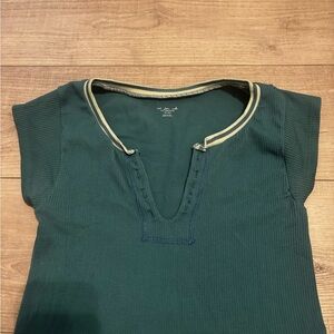 Urban Outfitters Green Polo Cap Sleeve T-Shirt